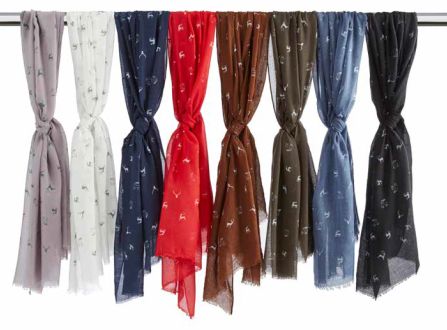 Cotton scarf with deer motif